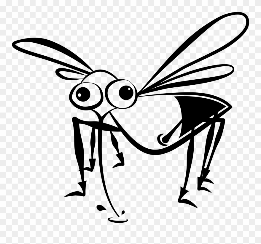 Insect Clipart Angry Ant - Black And White Cartoon Mosquito - Png Download