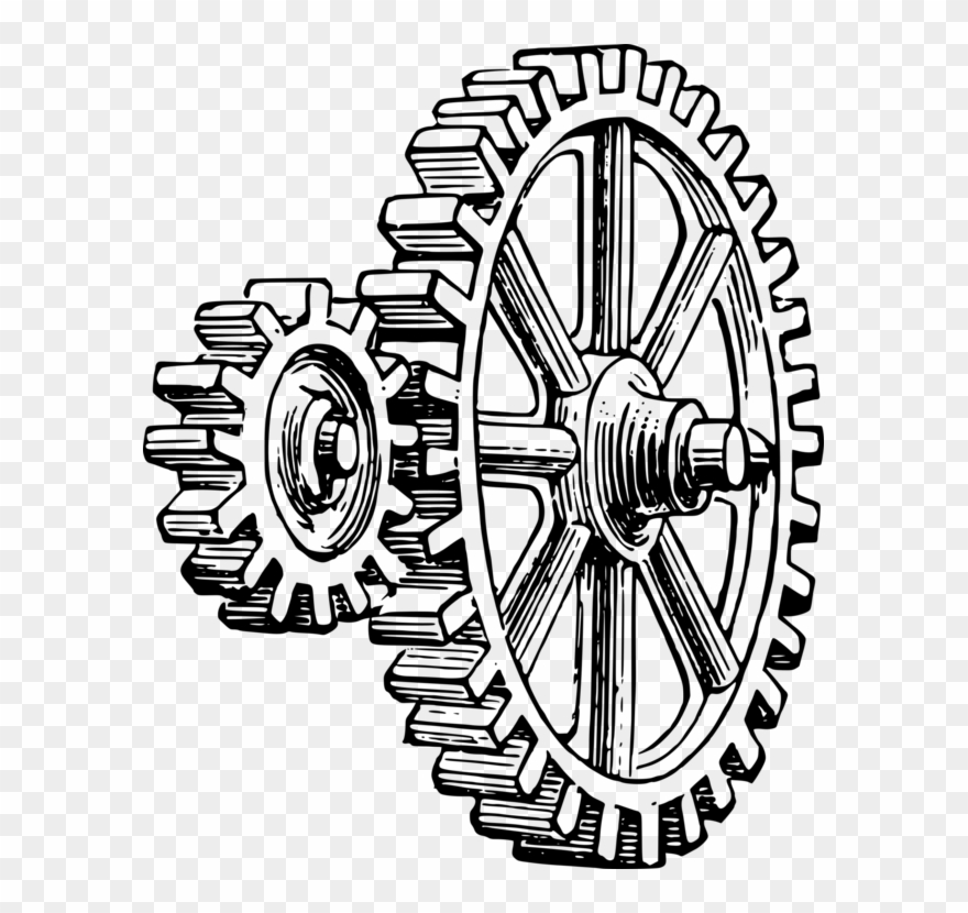 Gear Drawing Zentangles Art Simple Machine - Pulleys And Gears Clipart - Png Download