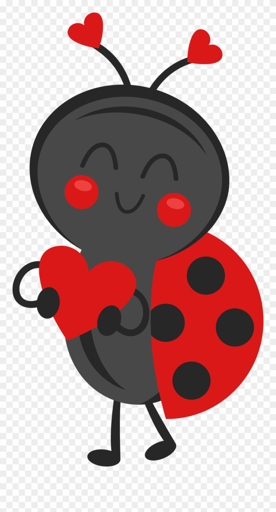 Bug Clipart Valentine - Valentines Ladybug Clip Art - Png Download