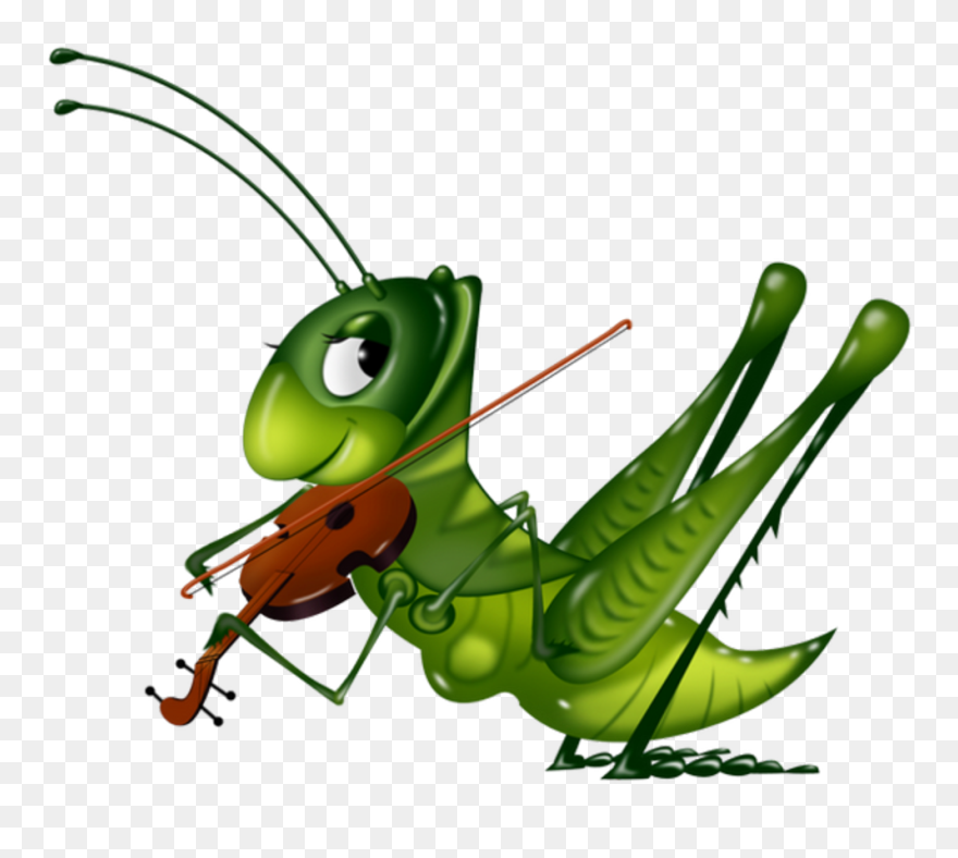 Insects Clipart Garden Insect - Grasshopper Playing Violin Png Transparent Png