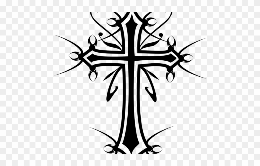 Lines Clipart Gothic - Cross Drawing - Png Download