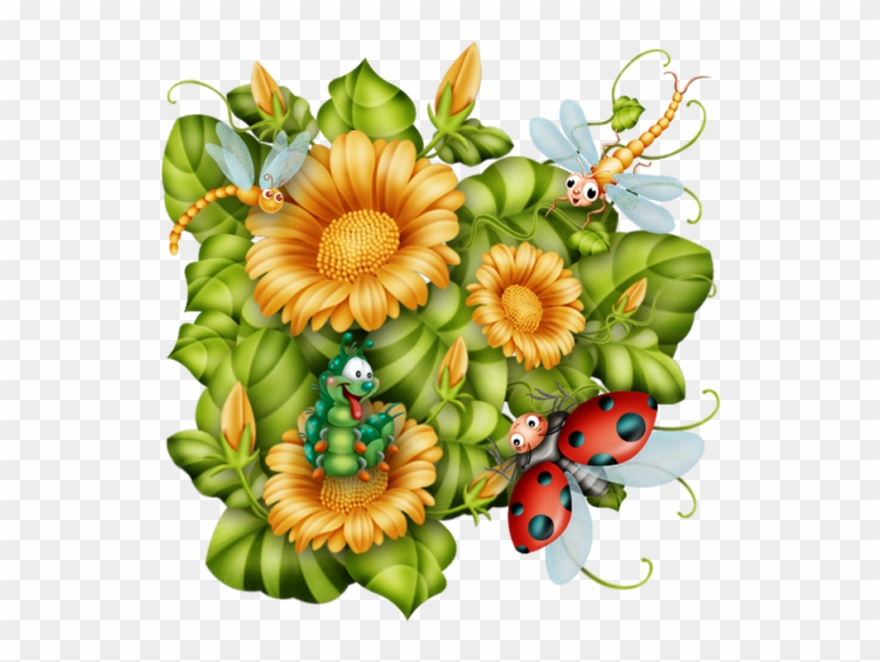 Bug Art, Cute Clipart, Love Bugs, Digital Image, Printable - Flower - Png Download