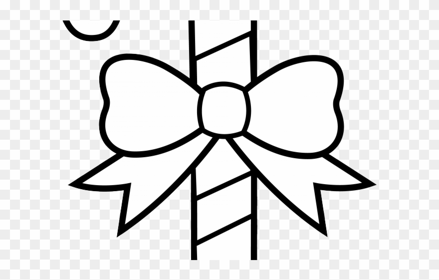 Candy Cane Clipart Ornament - Ribbon Black And White Clipart - Png Download