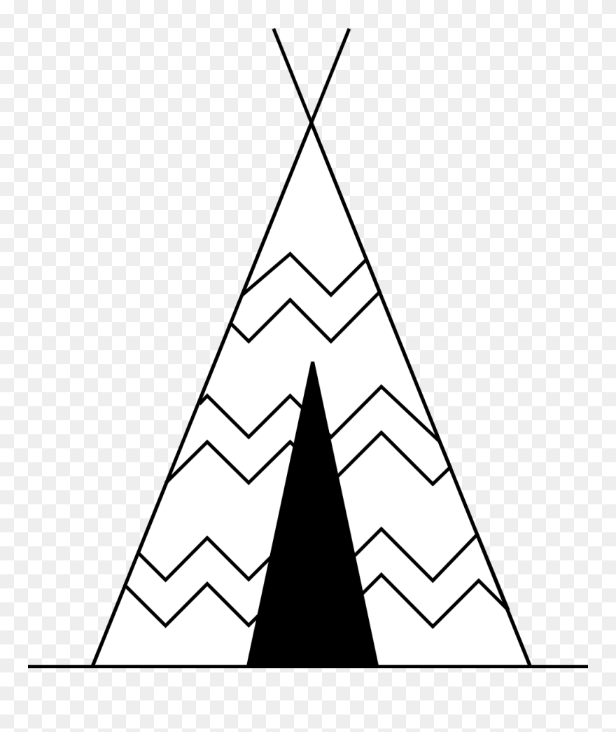 Artfavor Teepee Black White Line Art 555px - Teepee Black And White Clipart