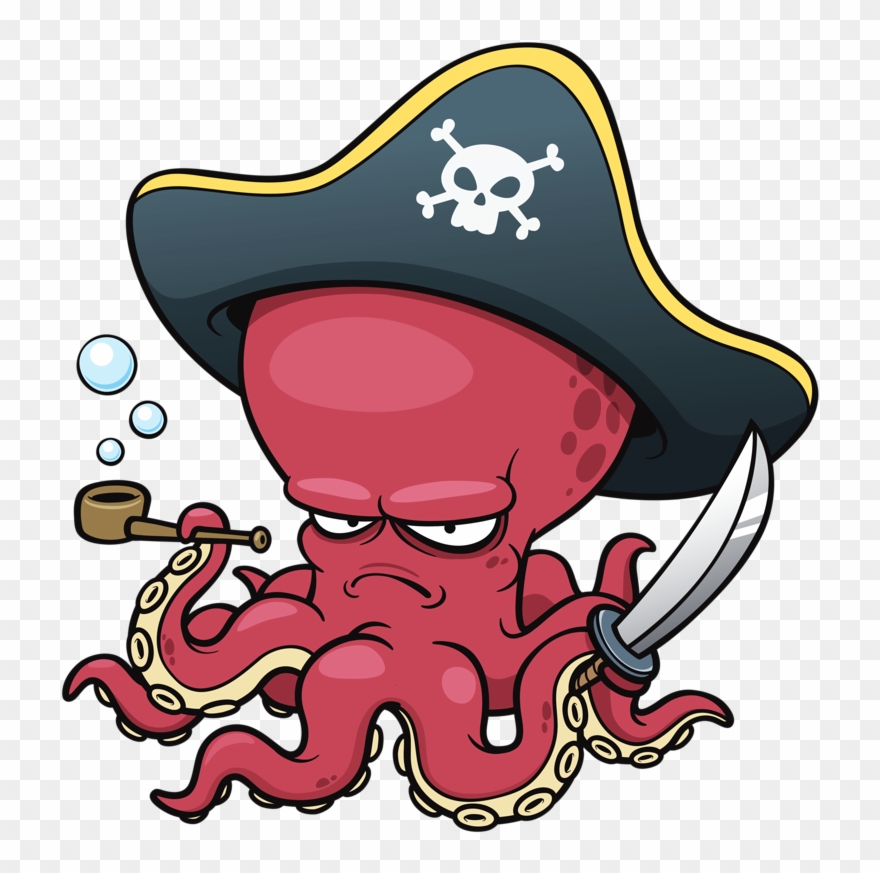 Octopus Clip Art Pirate Transprent Png Free - Cartoon Octopus Transparent Png