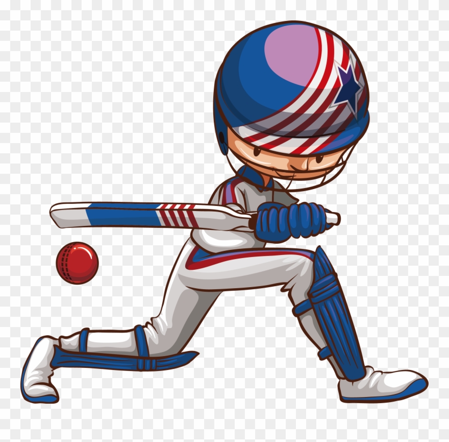 Clip Art Freeuse Cricket Drawing Royalty Free - Cartoon Cricket Ball And Bat - Png Download