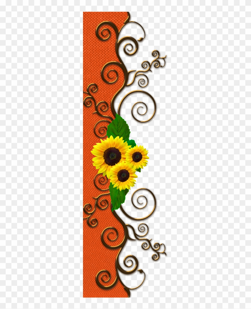 Borders * Cantoneiras * Cluster Sunflower Clipart, - Clip Art - Png Download