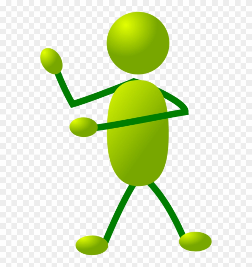 Happy Stick Man - Green Stick People Cartoon Clipart