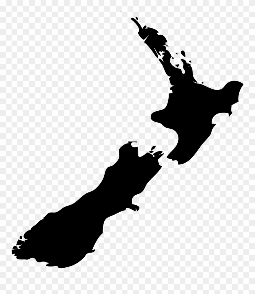 New Zealand Black Clip Art At Clker Com Vector Clip - New Zealand Map Black - Png Download