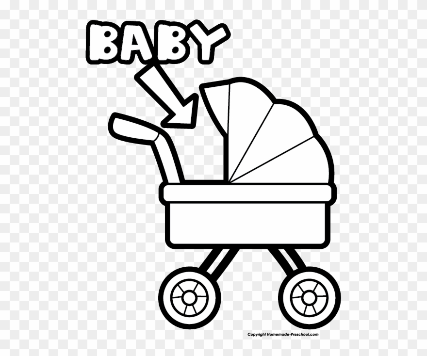 Click To Save Image - Baby Carriage Clipart Black And White - Png Download