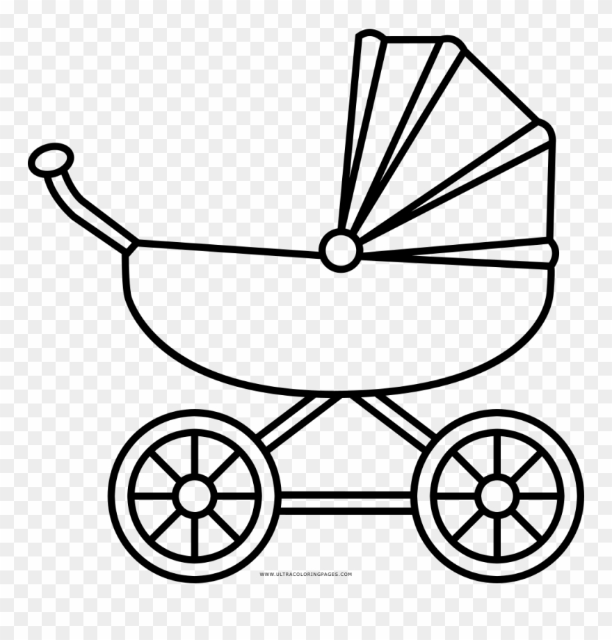 Baby Stroller Coloring Page Stock Illustration - Dibujo Coche De Bebe Clipart