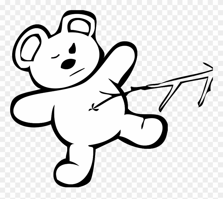 April - Poke Bear With Stick Clipart