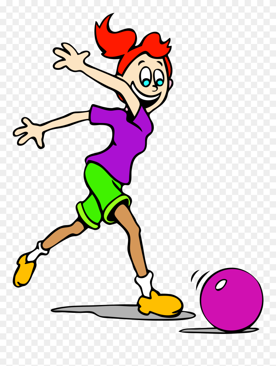 Girl-23818 - Play Bowling Cartoon Clipart