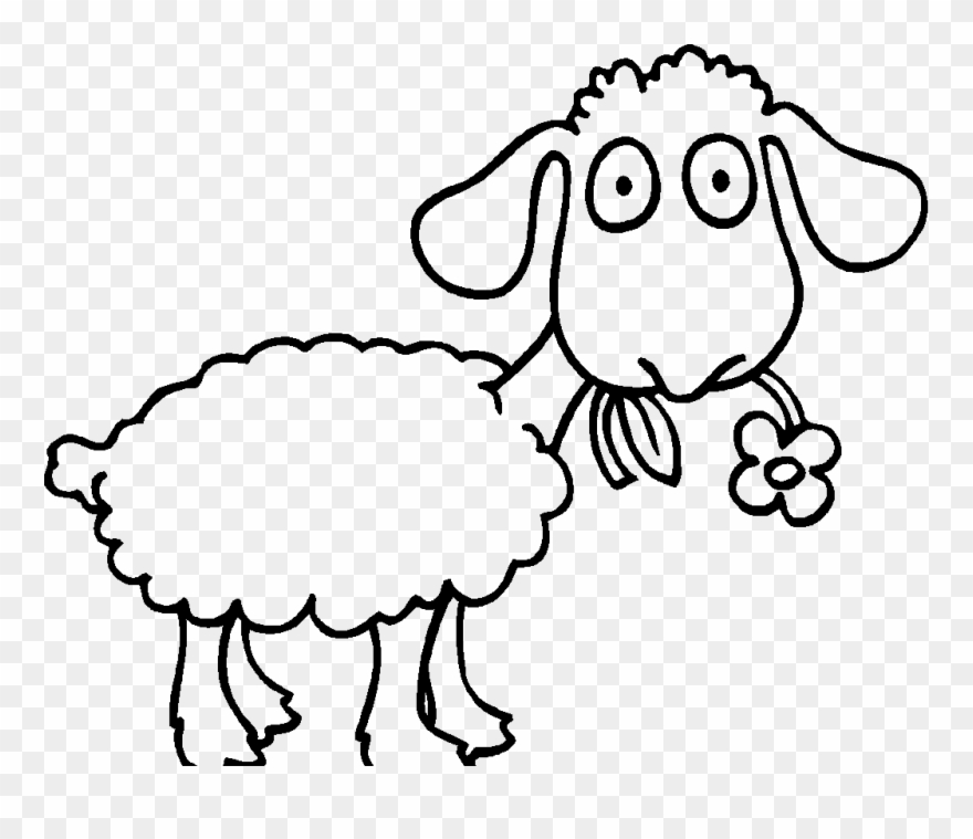 Horse Coloring Page Of Cowboy Adjusting Saddle - Clipart Colouring Image Of Sheep - Png Download