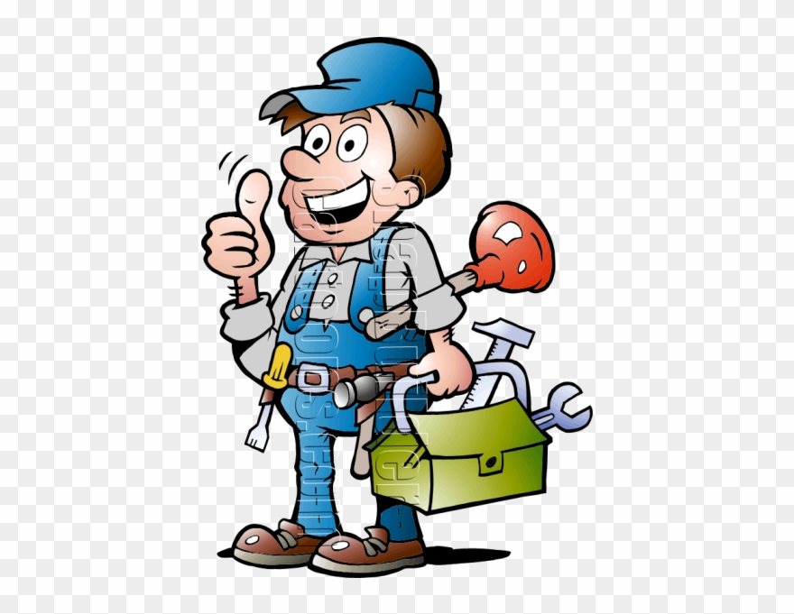 Plumbing Handyman With Tools - Handyman Plumbing Clipart