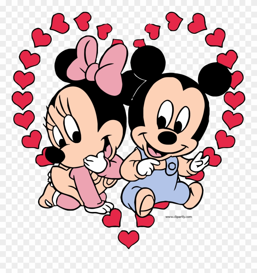 Baby Mickey And Minnie Mouse Heart Clipart Png - Minnie Y Mickey Bebe Gifs Transparent Png