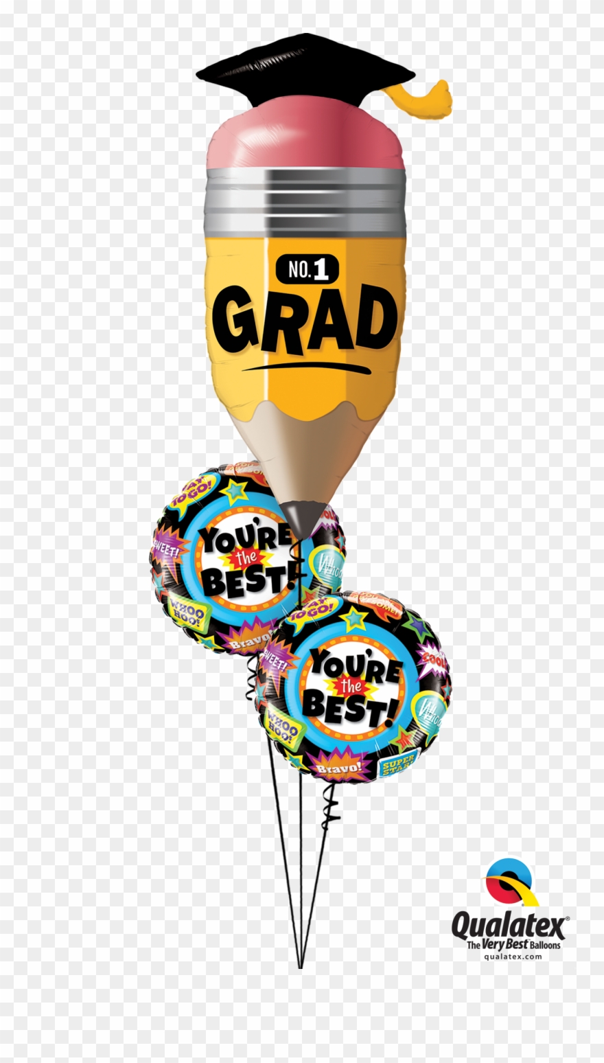 1 Grad In The House Bouquet - 41" No. 1 Grad Pencil Balloon - Mylar Balloons Foil Clipart