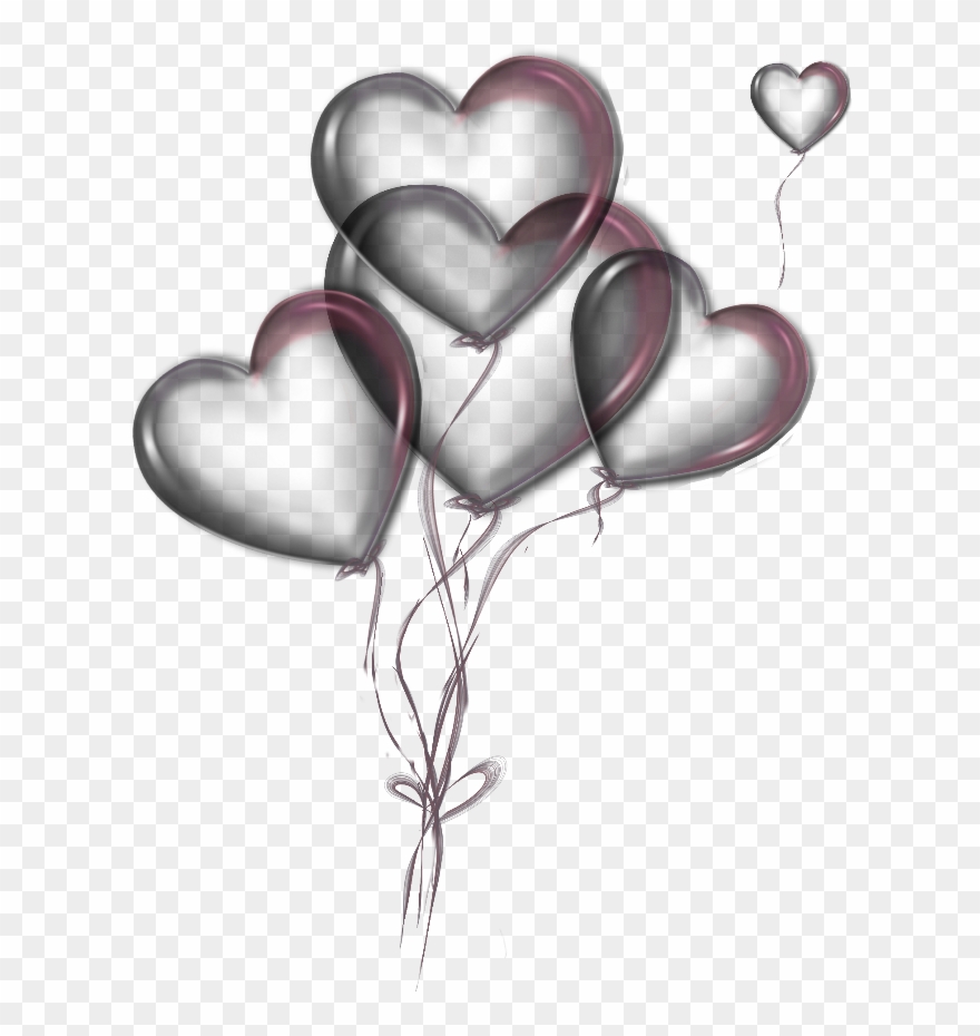 Balloons Hearts Transparent Overlay Bouquet - Heart Clipart