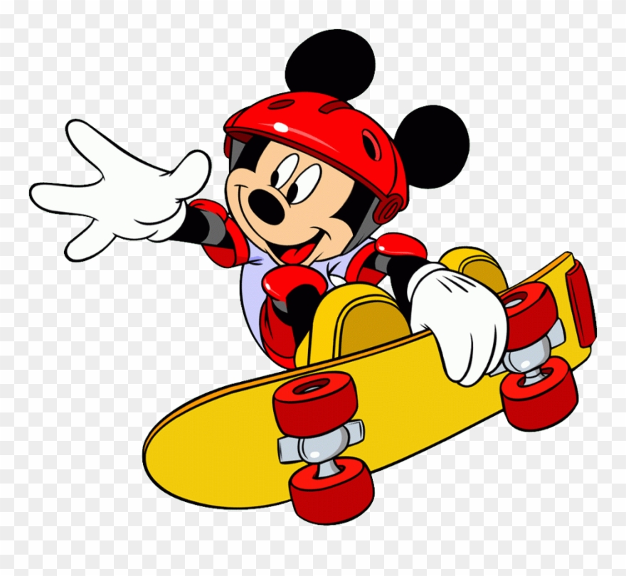 Mickey Mouse Sports Clipart - Mickey Skateboard - Png Download