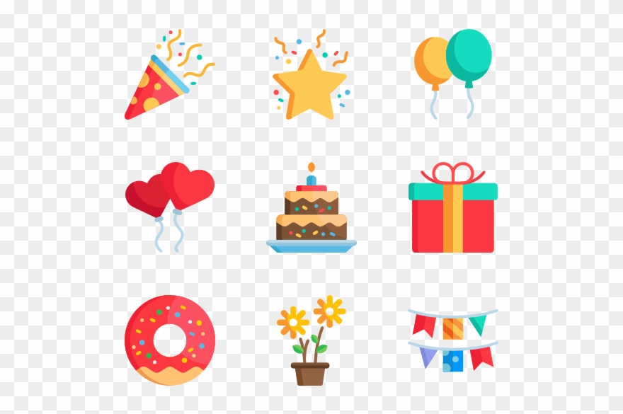 Free birthday flat icon set 124916 vector art at vecteezy