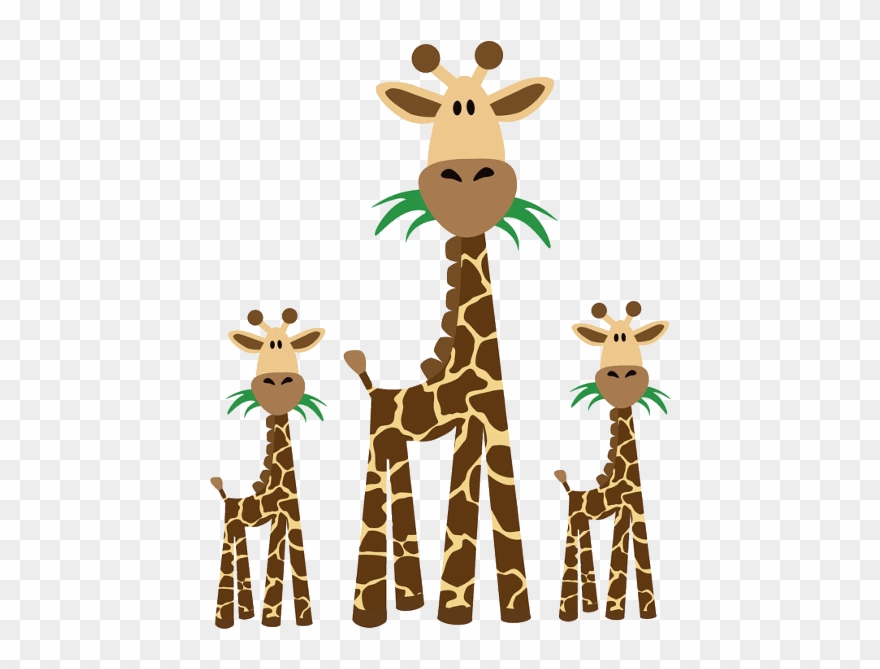 Giraffes - Clip - Free - Black And White Giraffe Cartoon Animals Clipart - Png Download