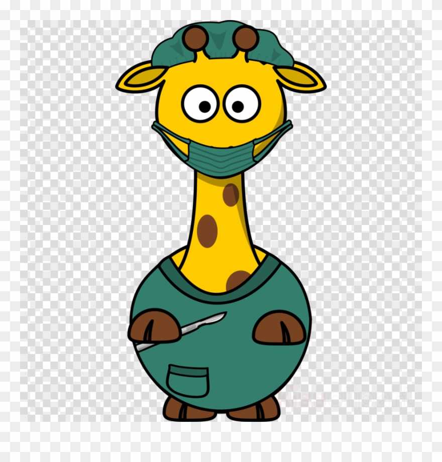 Cartoon Giraffe Png Clipart Giraffe Clip Art - Surgeon Giraffe Cartoon Shower Curtain Transparent Png