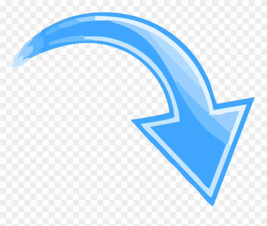 Blue Curved Arrow Pointing Down Right - Arrow Pointing Down Right Clipart