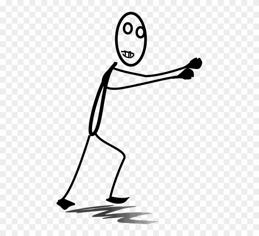 Cartoon Hockey Stick 13, Buy Clip Art - Stick Figure Pushing - Png Download