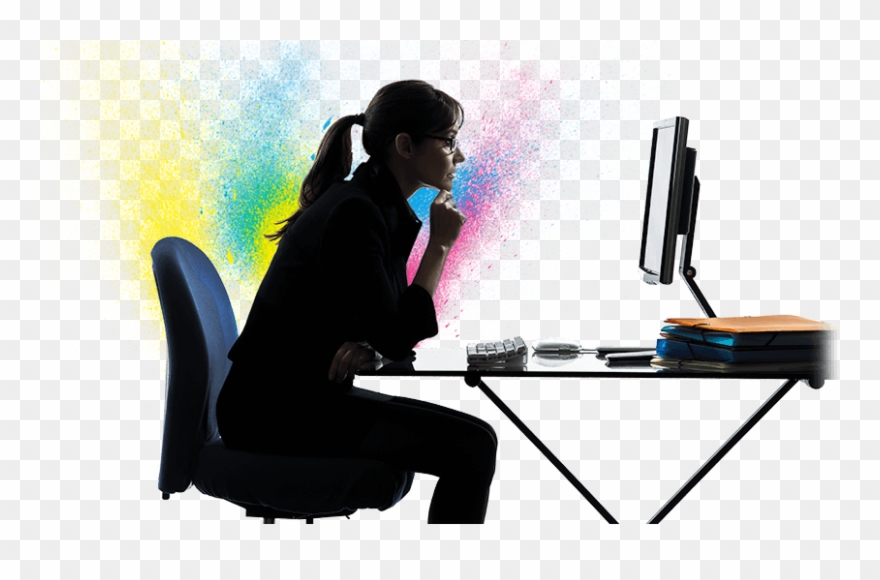 Someone Sitting At Computer Clipart