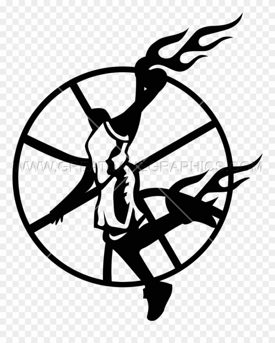 Basketball Clipart T Shirt - Black And White Fire Basketball - Png Download