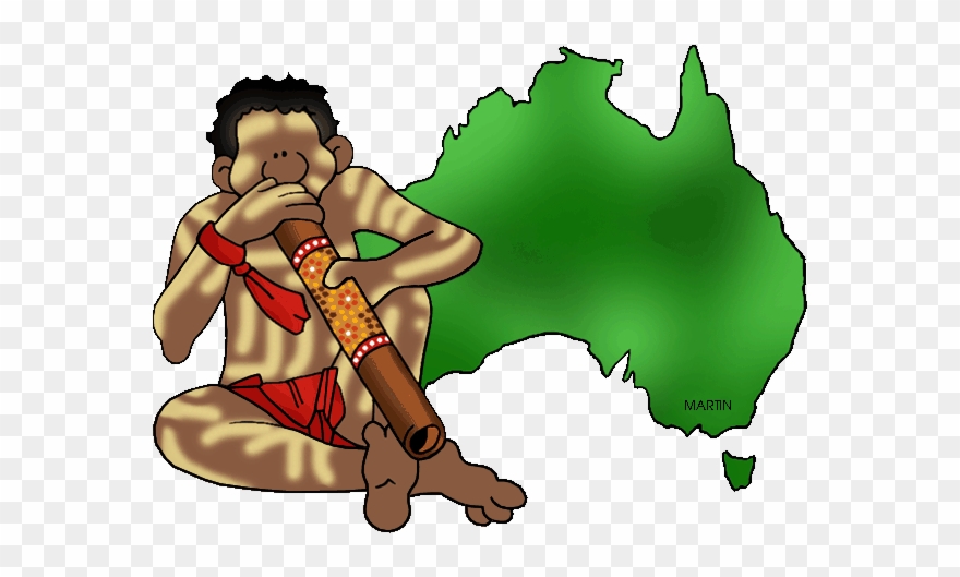 Australia Map With Didgeridoo Clipart