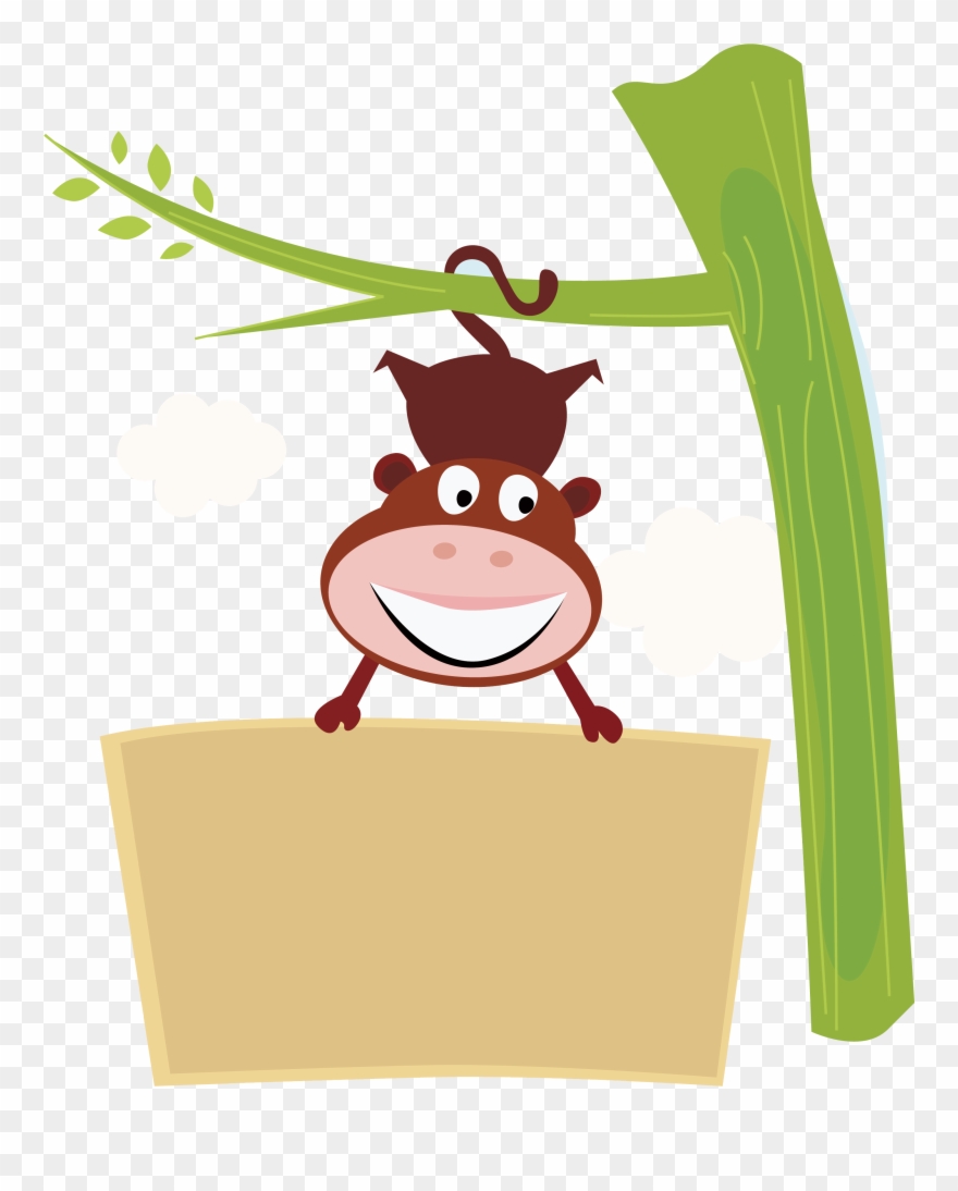 Year Of The Monkey Clipart Upside Down Monkey - Happy Cute Monkey Original Art Rectangular Belt Buckle, - Png Download