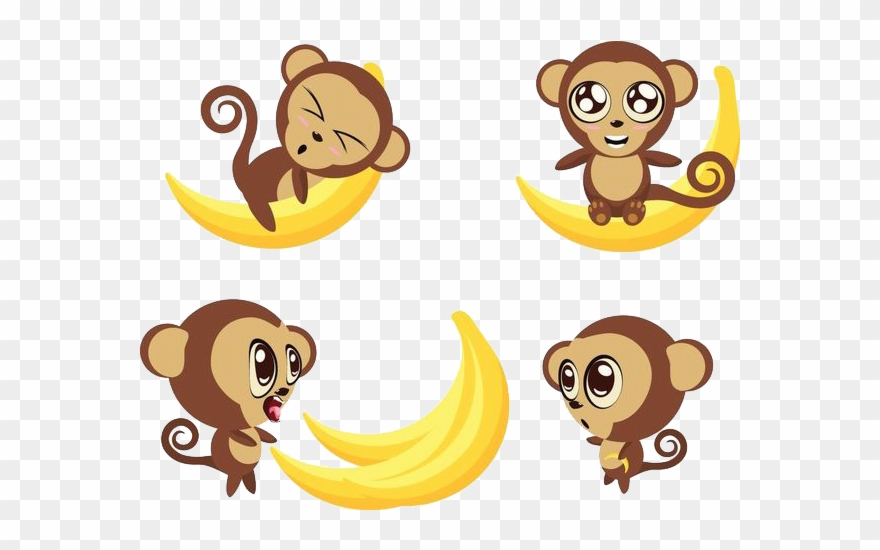 Ape Bananas Monkeys Transprent - Cartoon Monkeys With Bananas Clipart