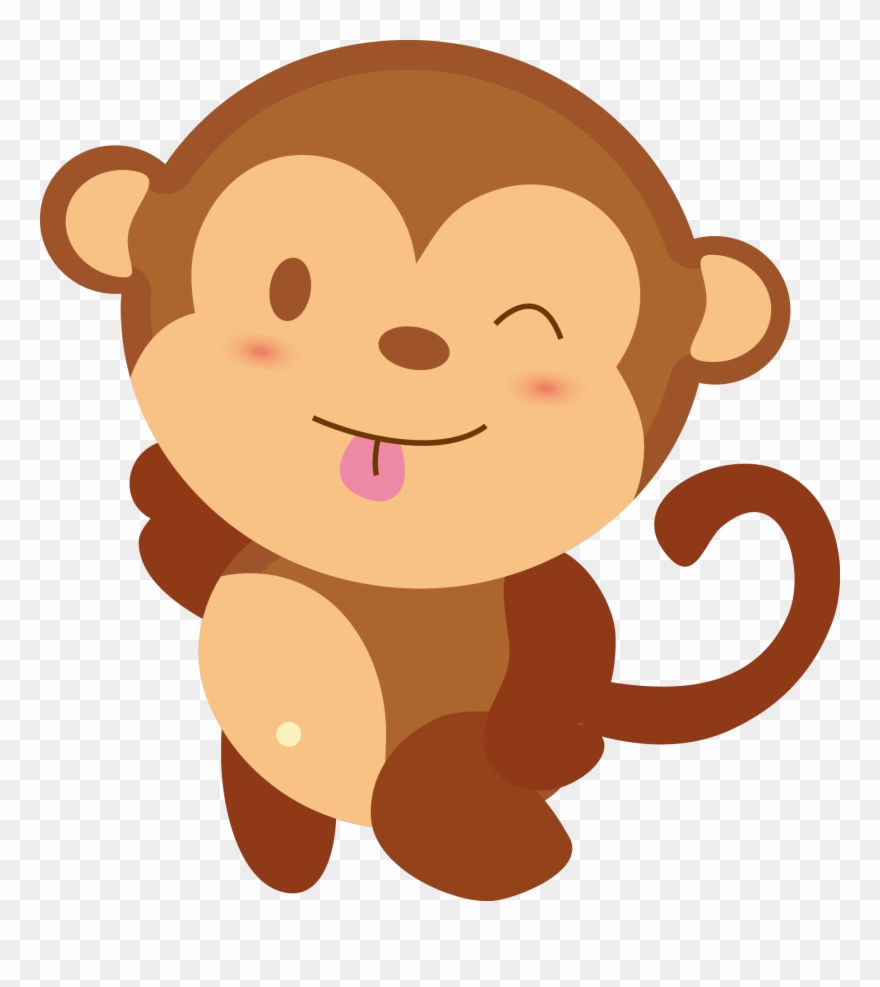 Clipart Monkey Baby Girl - Cute Baby Monkey Cartoon - Png Download