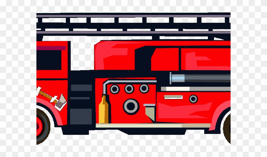 Fire Truck Clipart Fire Service - Fireman Truck Cartoon Png Transparent Png