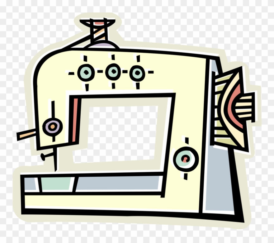 Vector Illustration Of Home Sewing Machine For Stitching - .com Clipart