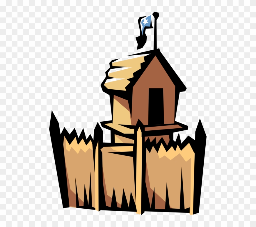 Vector Illustration Of Old West Wilderness Fort Fortification - Fort