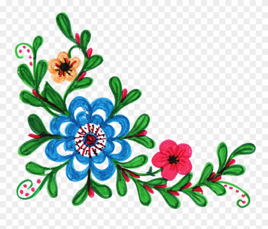 8 Colorful Flower Corner Vol - Colorful Flower Clipart Png File Transparent Png