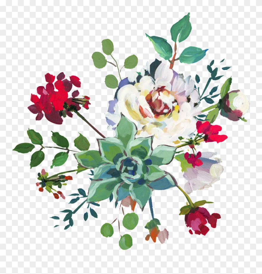 Hand Painted White Peony Flower Png Transparent - Monogrammed Spring Floral Wreath Note Cards Clipart