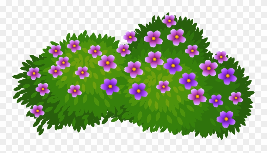 Drawn Shrub Flower - Arbustos Con Flores Dibujo Clipart