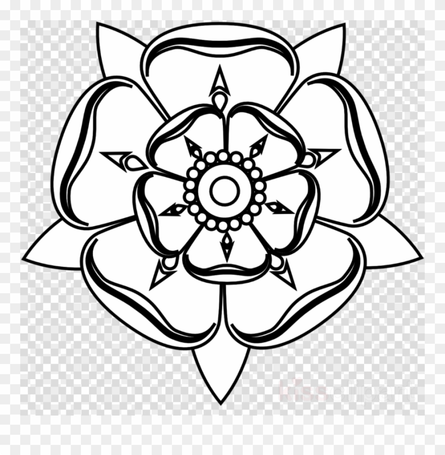 Download Tudor Rose Colouring Clipart Tudor Rose House - Tudor Rose Black And White - Png Download