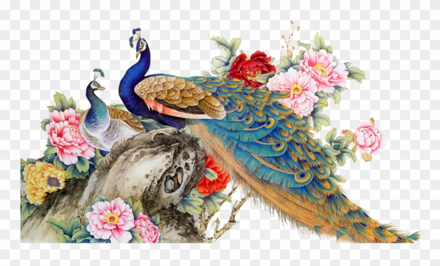 Ftestickers Watercolor Flowers Peacock Colorful Clipart