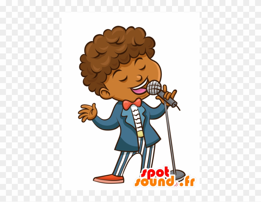 Mascot Child, African Boy With A Nice Suit - Singing Clipart - Png Download