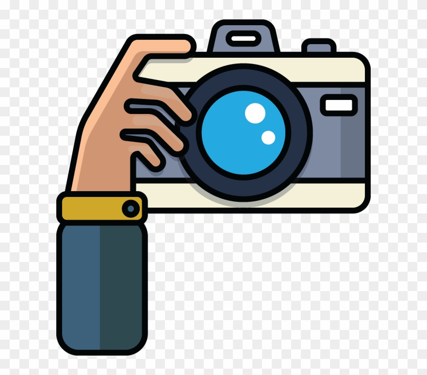 710 Cartoon Illustration Of Hand With Camera - Camera Photography Clip Art - Png Download