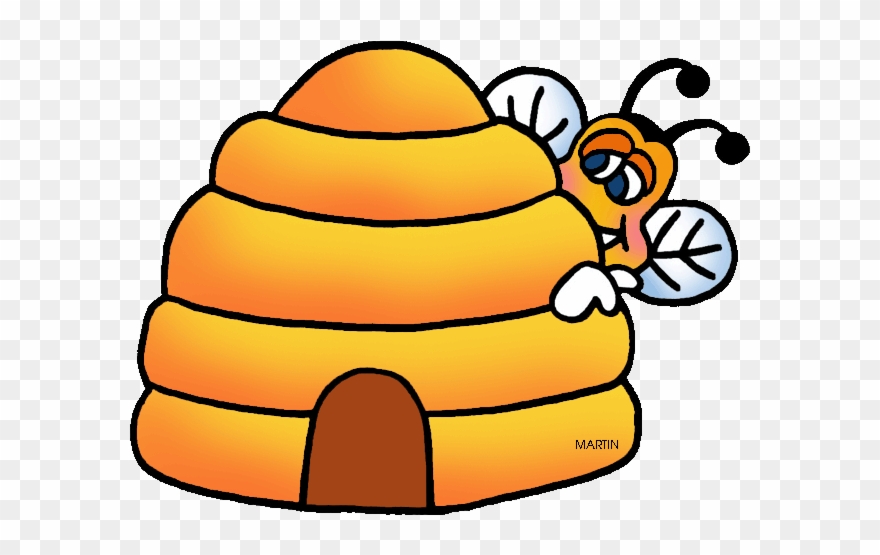 Bee And Hive - Honey Bee Hive Clip Art - Png Download