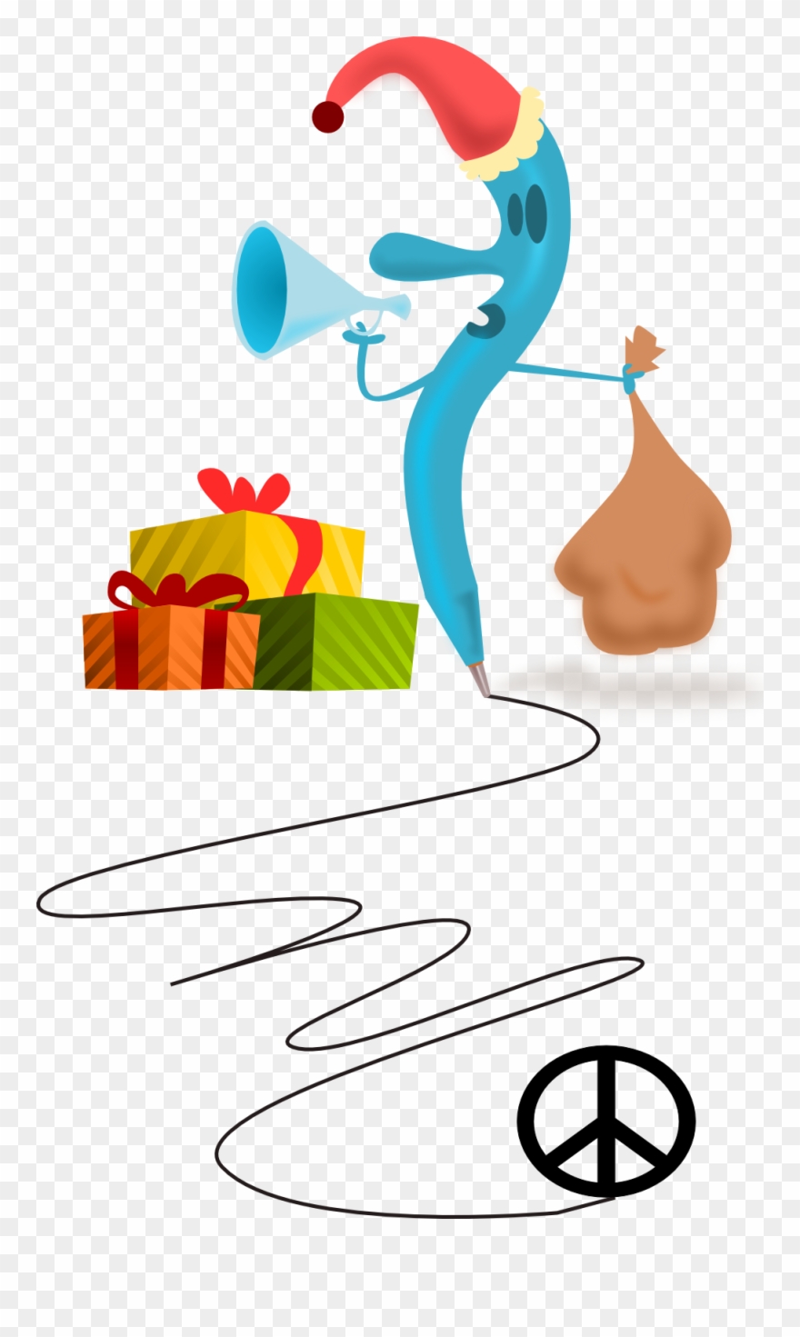 Santa Pen Peace Symbol Sign Coloring Book Colouring - Peace, Love, And Saxophone Throw Blanket Clipart