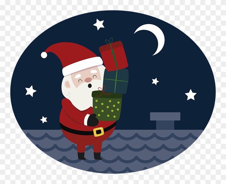 Santa At Chimney Wall Sticker - Christmas Clipart