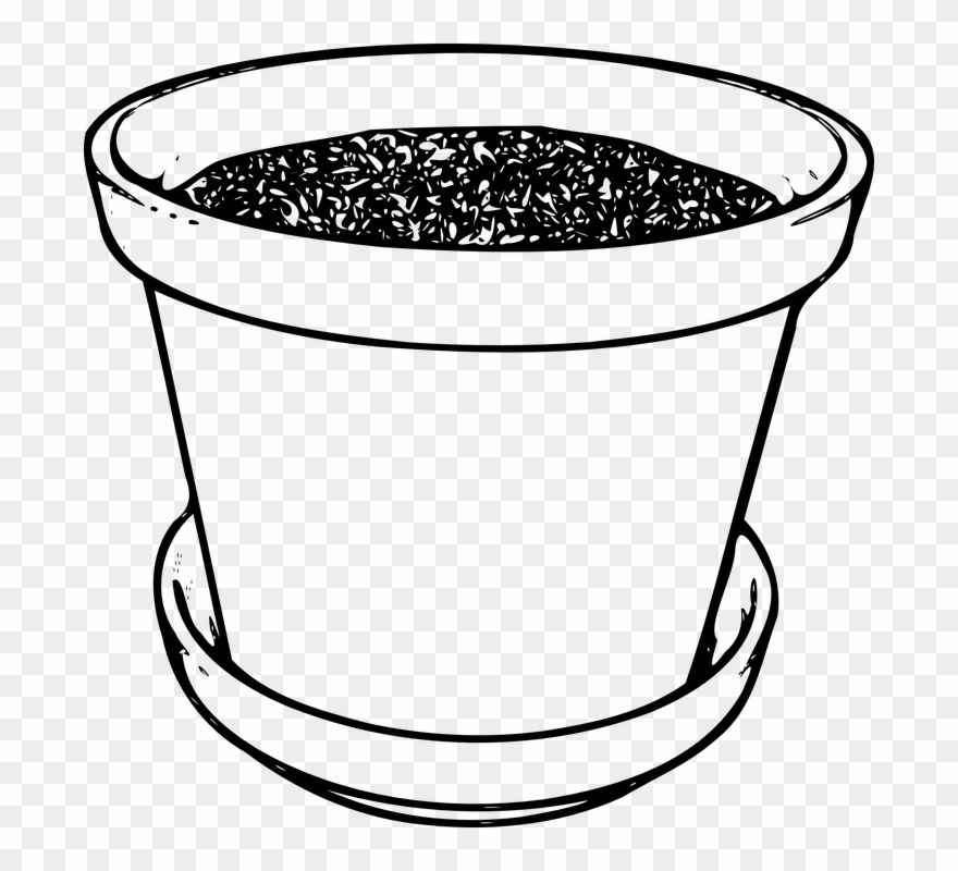 White Bucket Cliparts 10, Buy Clip Art - Flower Pot Line Drawing - Png Download