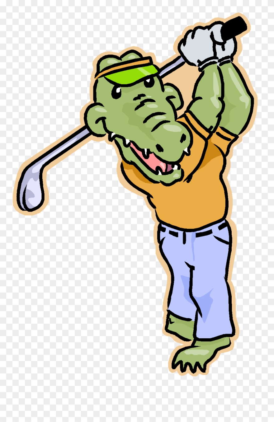 Alligator Playing Golf Clipart