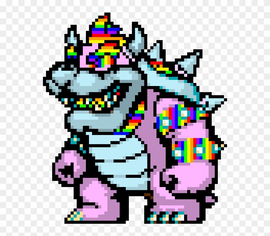 Rainbow Cloud Bowser - Hama Beads Bowser Clipart